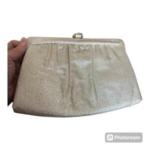Vintage AFTER FIVE Glittery Metallic Silver/Gold Clutch